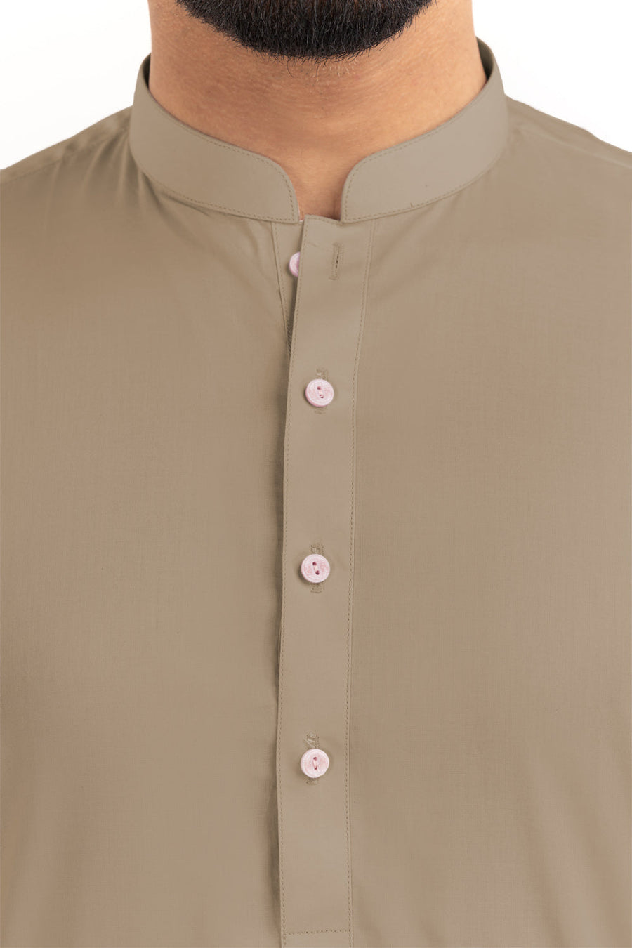 Ivory Cotton Blend 2-Piece Kurta Set | Henley Neckline