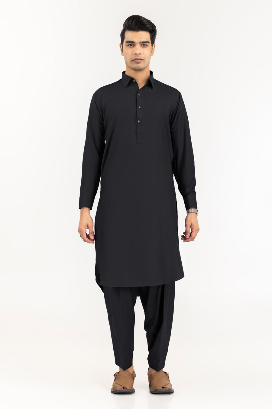 Off-White Cotton Blend 2-Piece Kurta | Mandarin Collar