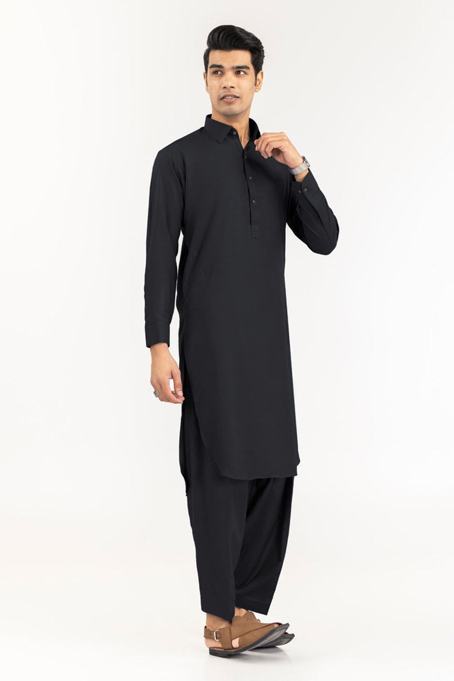 Off-White Cotton Blend 2-Piece Kurta | Mandarin Collar