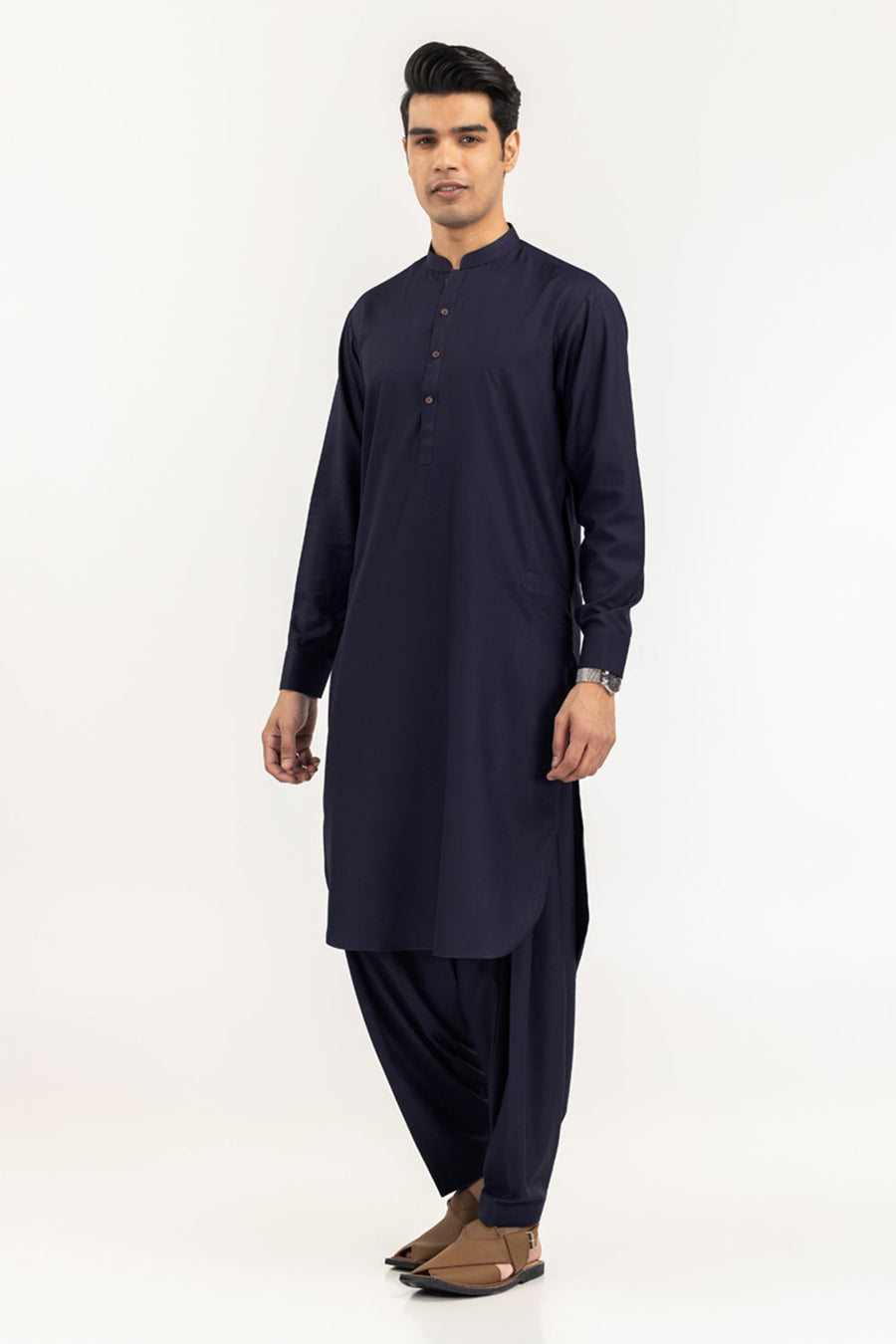 Off-White Cotton Blend 2-Piece Kurta | Mandarin Collar