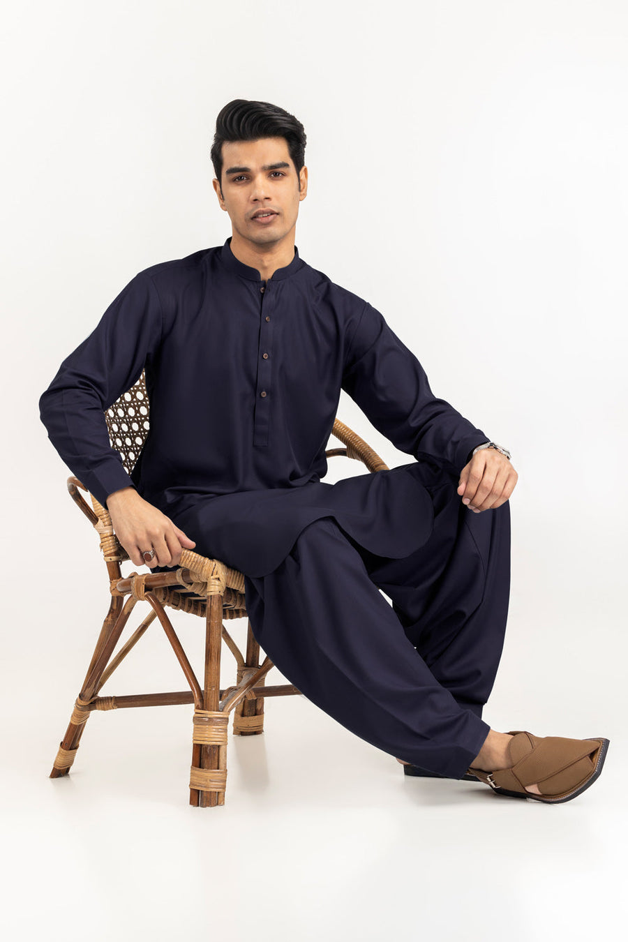 Off-White Cotton Blend 2-Piece Kurta | Mandarin Collar