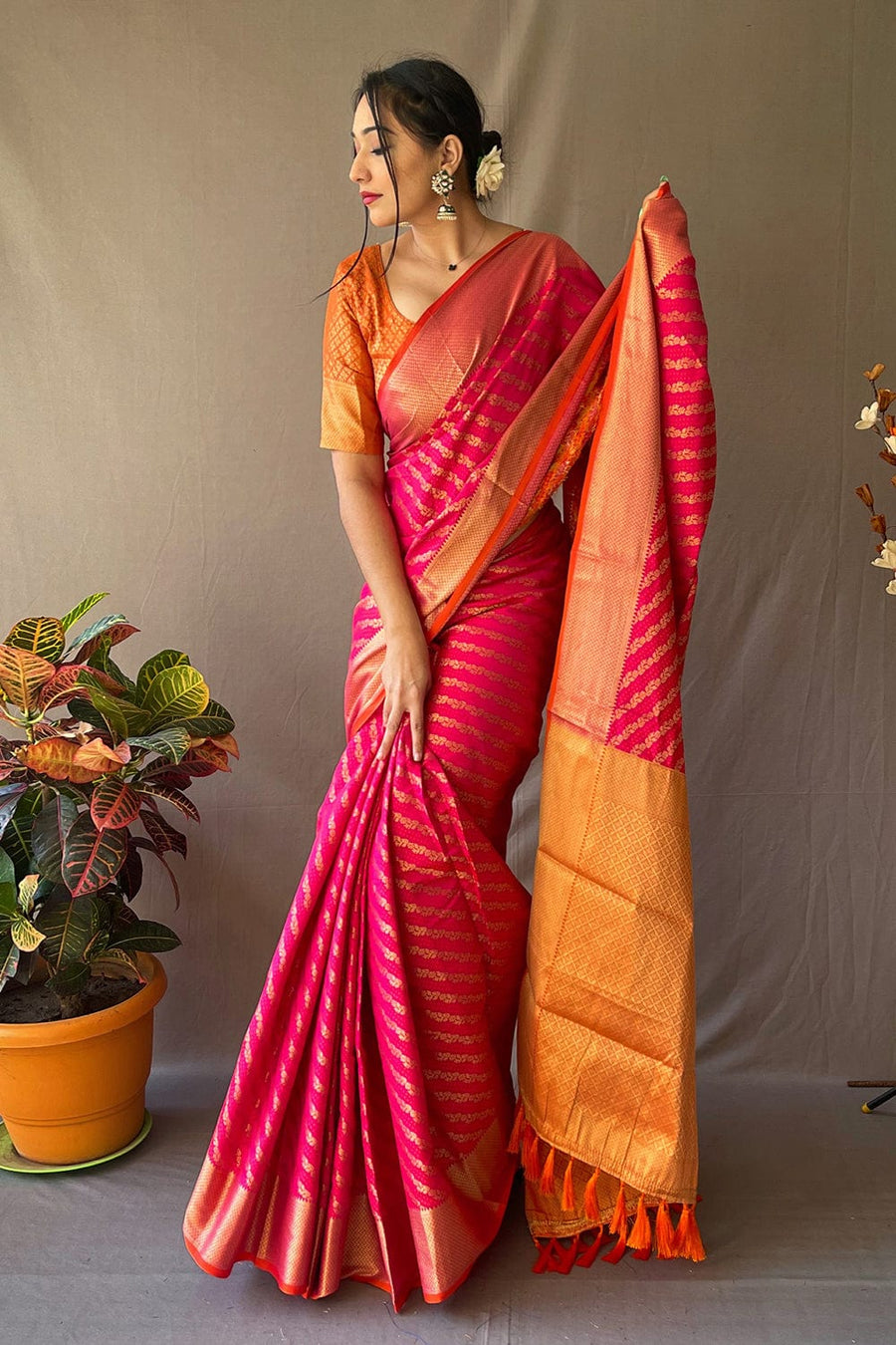 Hot Pink Patola Saree - Pehnaawaa