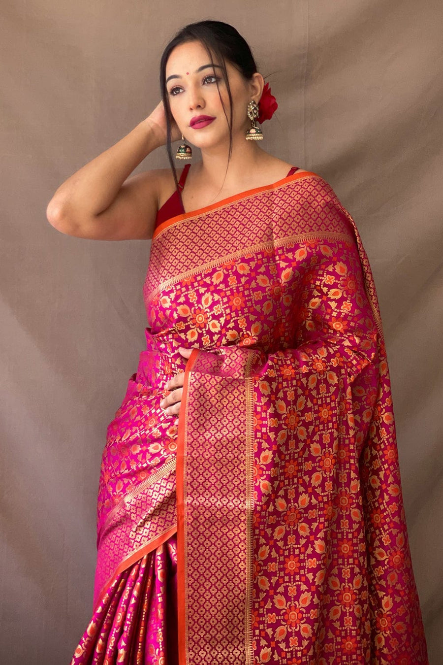 Magenta Pink Patola Saree - Pehnaawaa