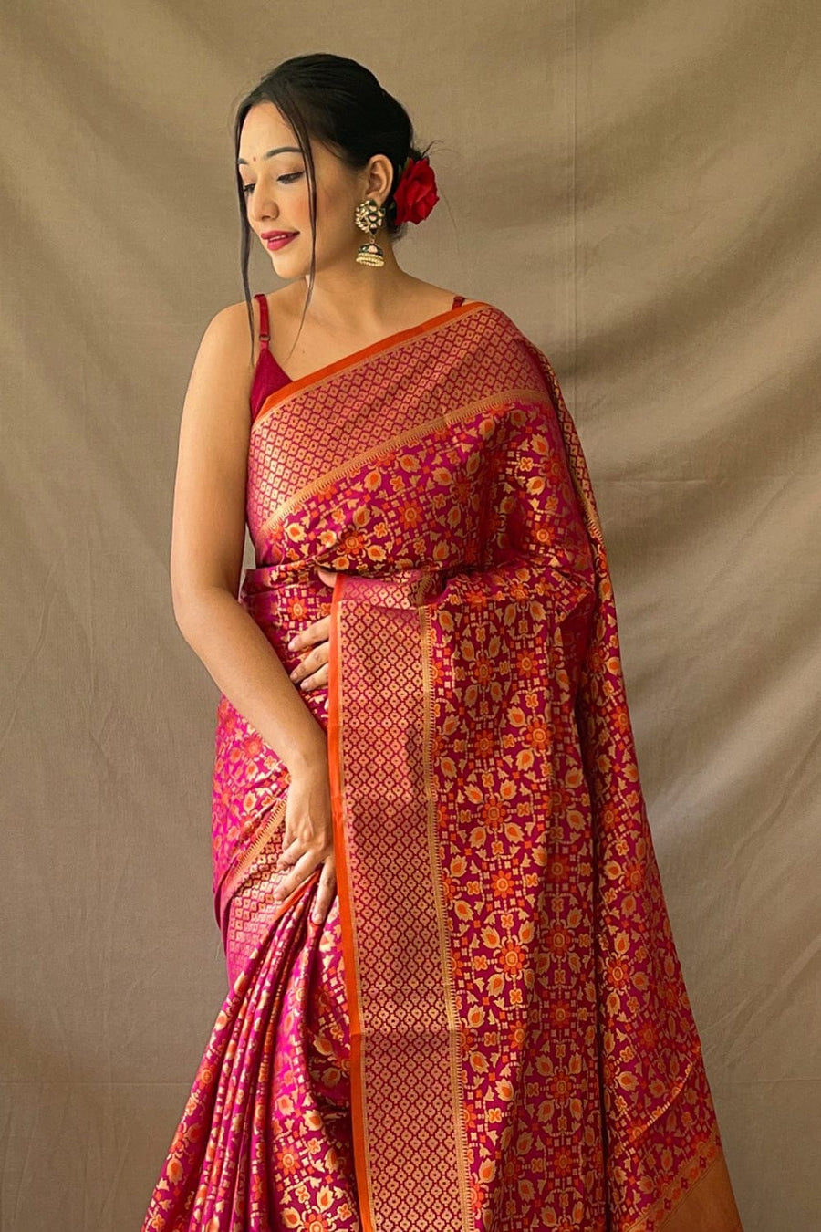 Magenta Pink Patola Saree - Pehnaawaa