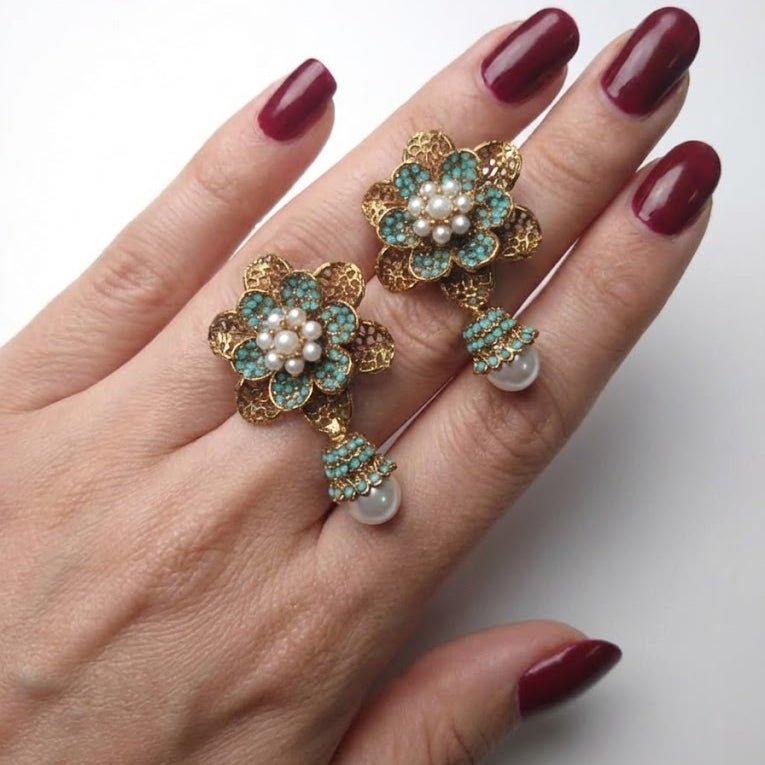 Pearl Petal Mini Jhumkas - Pehnaawaa