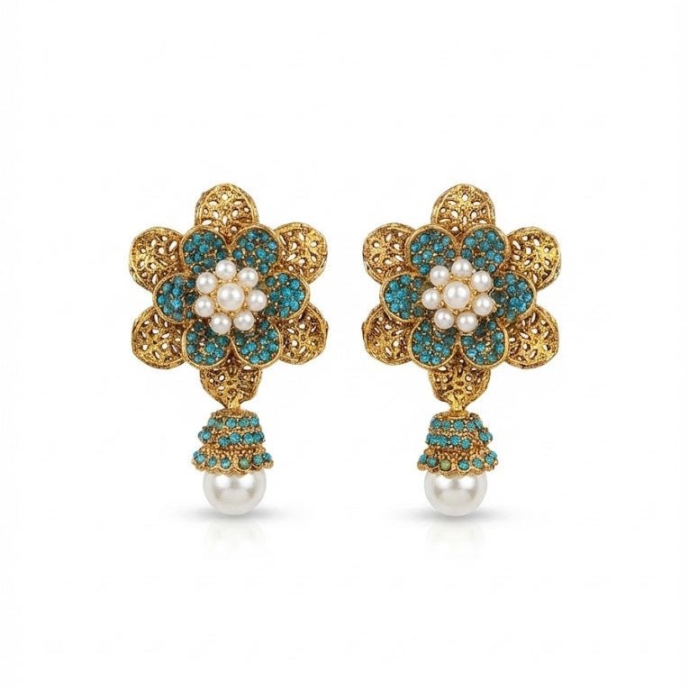 Pearl Petal Mini Jhumkas - Pehnaawaa