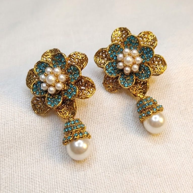 Pearl Petal Mini Jhumkas - Pehnaawaa