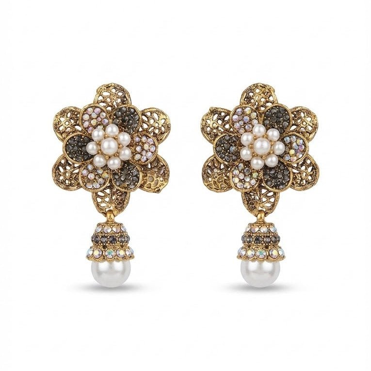 Pearl Petal Mini Jhumkas - Pehnaawaa