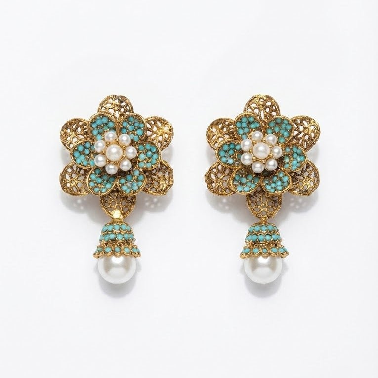 Pearl Petal Mini Jhumkas - Pehnaawaa
