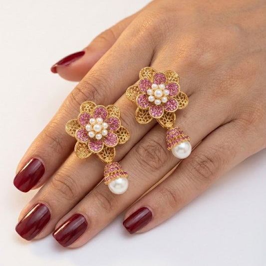 Pearl Petal Mini Jhumkas - Pehnaawaa