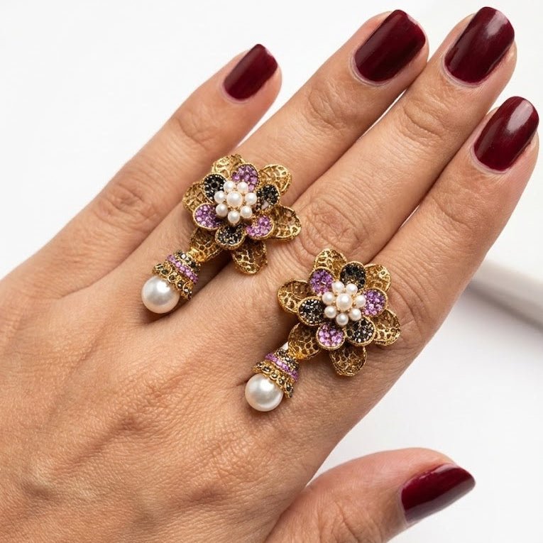Pearl Petal Mini Jhumkas - Pehnaawaa