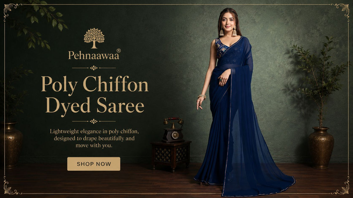 Blue ready-to-wear georgette three-layer ruffle saree with floral print.