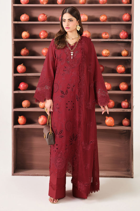 Deep Maroon Embroidered Lawn Suit with Chiffon Dupatta
