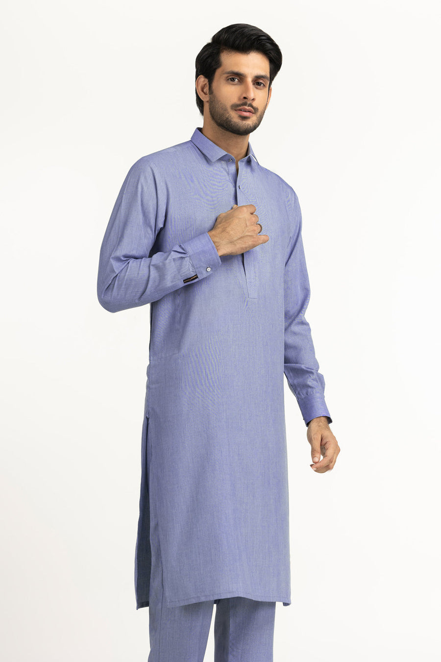Beige Cotton 2-Piece Men's Salwar Kameez | Collar Placket - Pehnaawaa