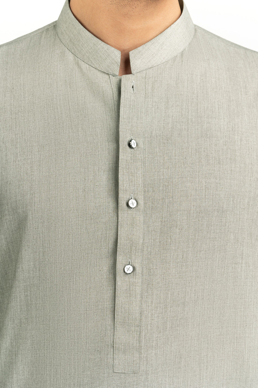 Beige Cotton 2-Piece Men's Salwar Kameez | Collar Placket - Pehnaawaa
