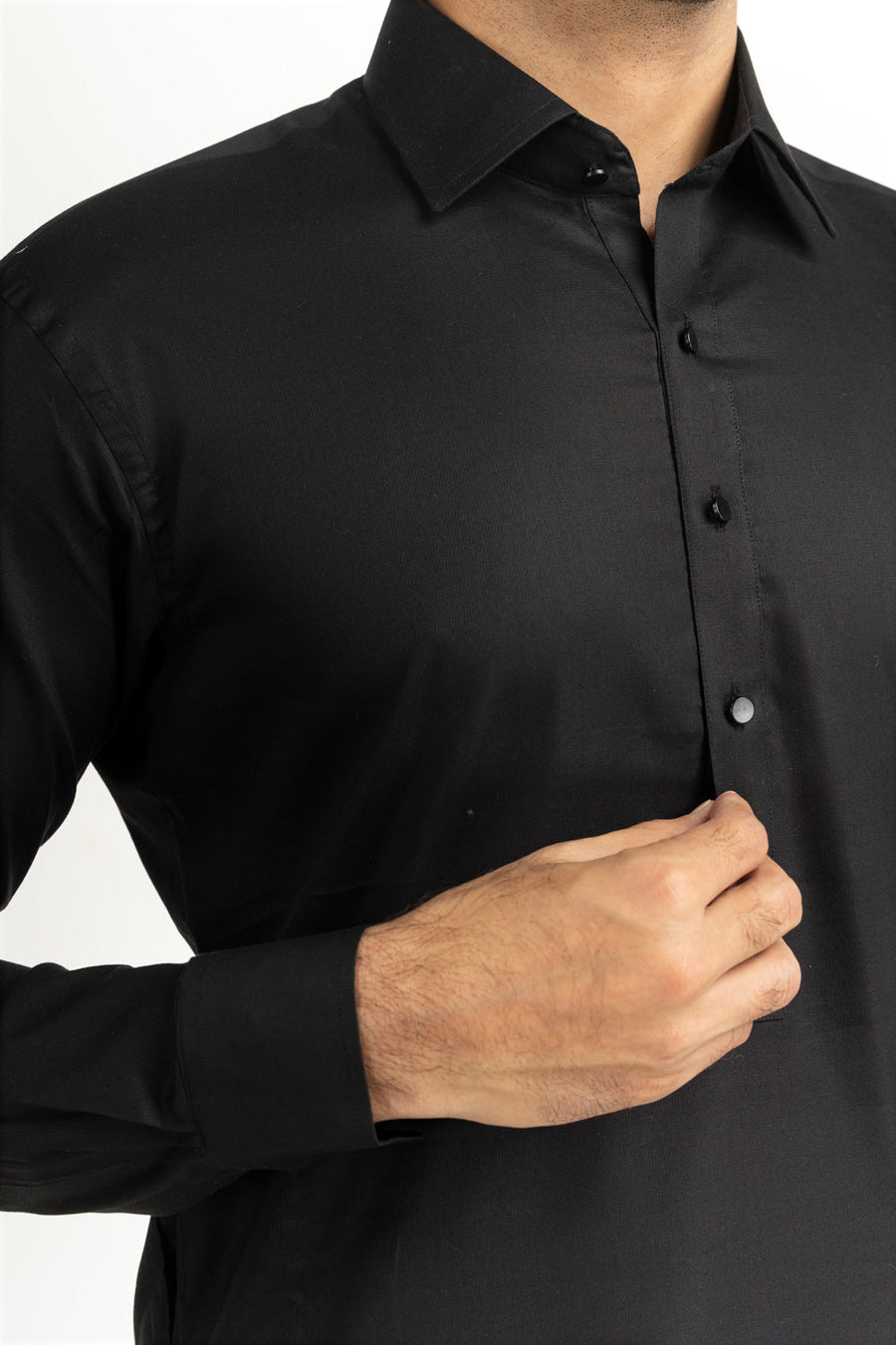 Ivory Cotton 2-Piece Kurta Set | Collared Polo-Style