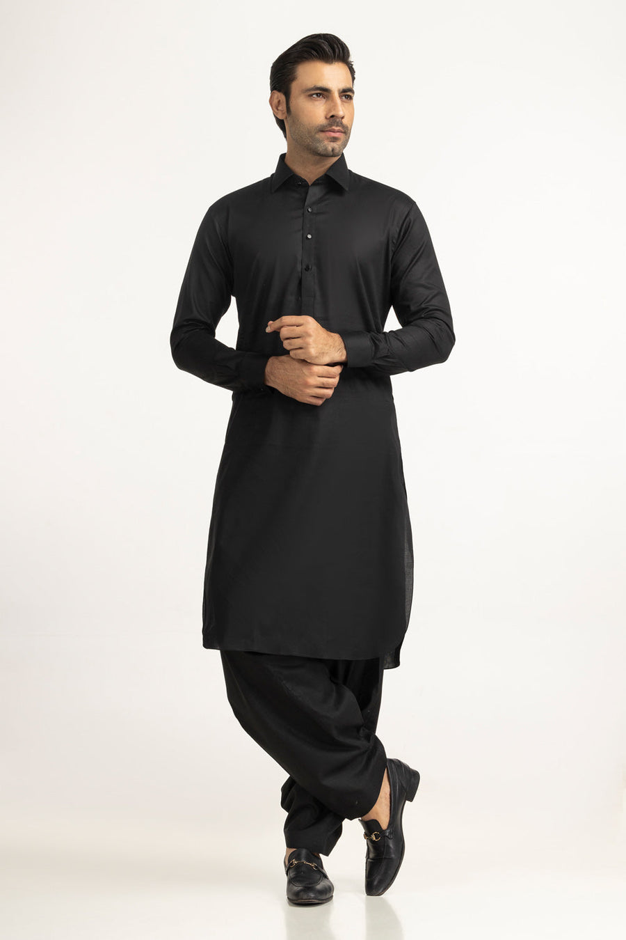 Ivory Cotton 2-Piece Kurta Set | Collared Polo-Style