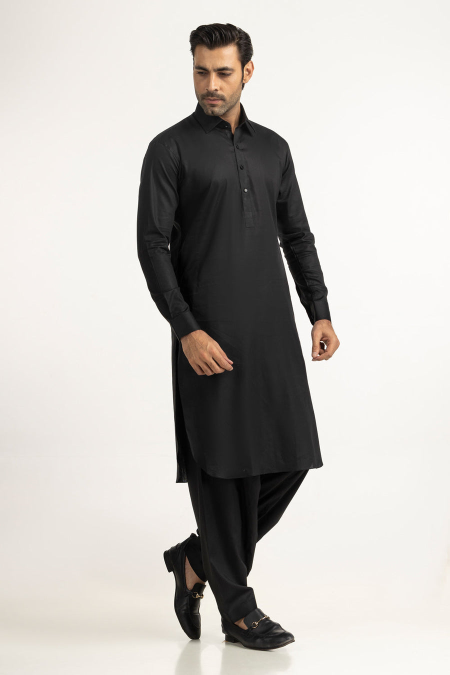 Ivory Cotton 2-Piece Kurta Set | Collared Polo-Style