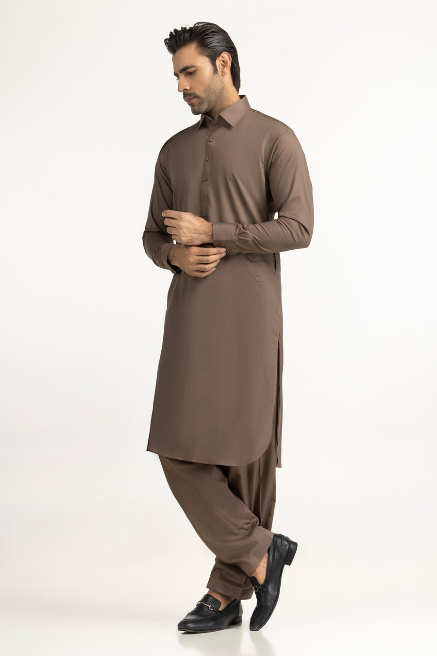 Ivory Cotton 2-Piece Kurta Set | Collared Polo-Style