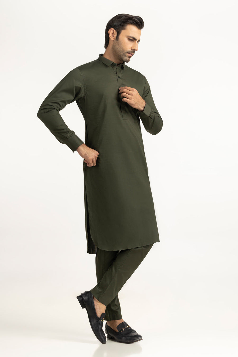 Ivory Cotton 2-Piece Kurta Set | Collared Polo-Style