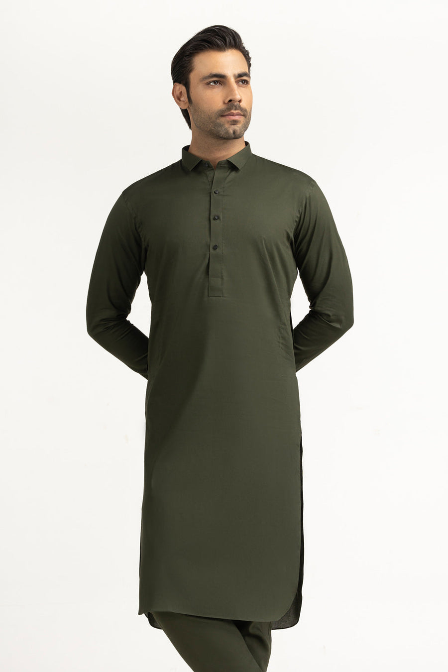 Ivory Cotton 2-Piece Kurta Set | Collared Polo-Style