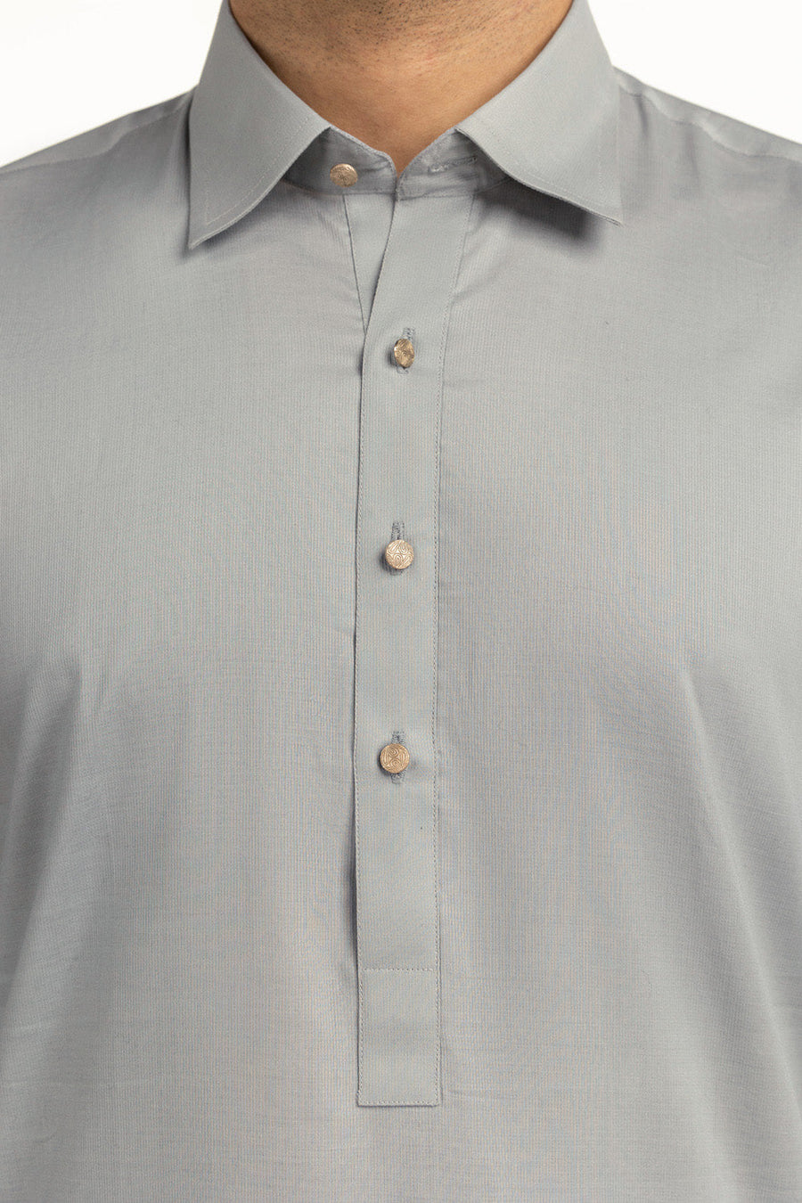Ivory Cotton 2-Piece Kurta Set | Collared Polo-Style