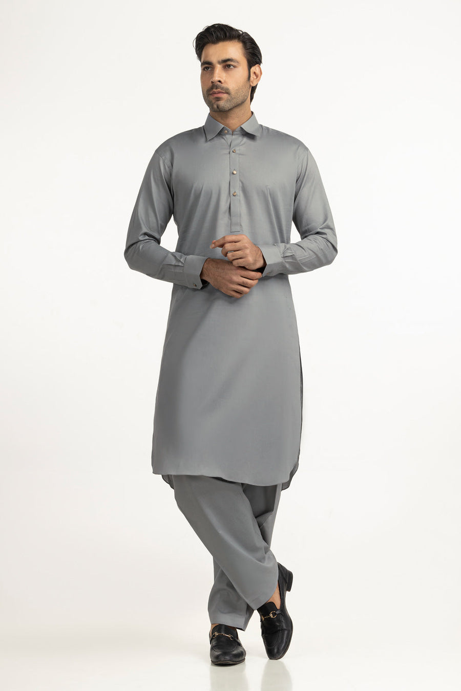 Ivory Cotton 2-Piece Kurta Set | Collared Polo-Style