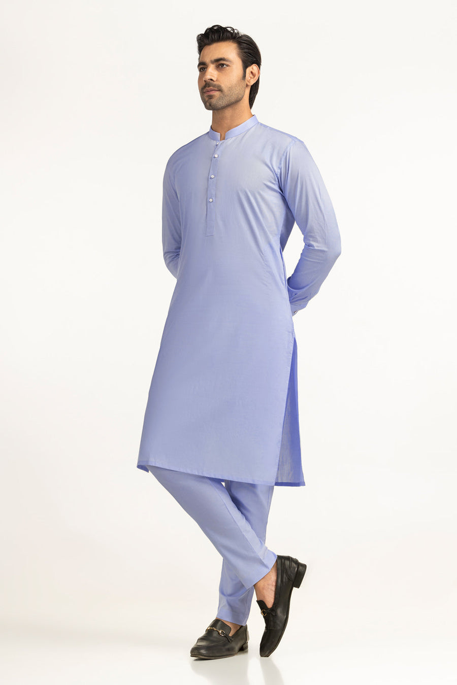 Ivory Cotton 2-Piece Kurta Set | Collared Polo-Style