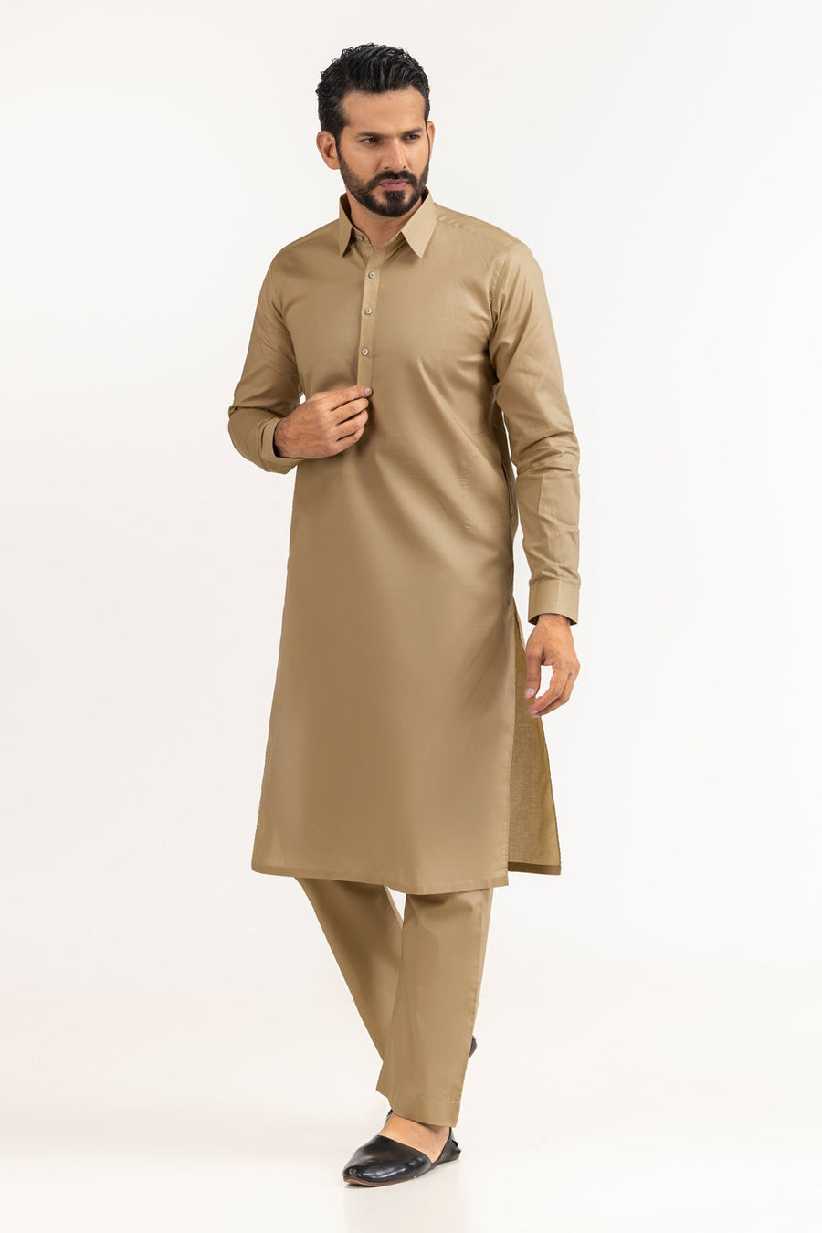 Ivory Cotton 2-Piece Kurta Set | Mandarin Collar