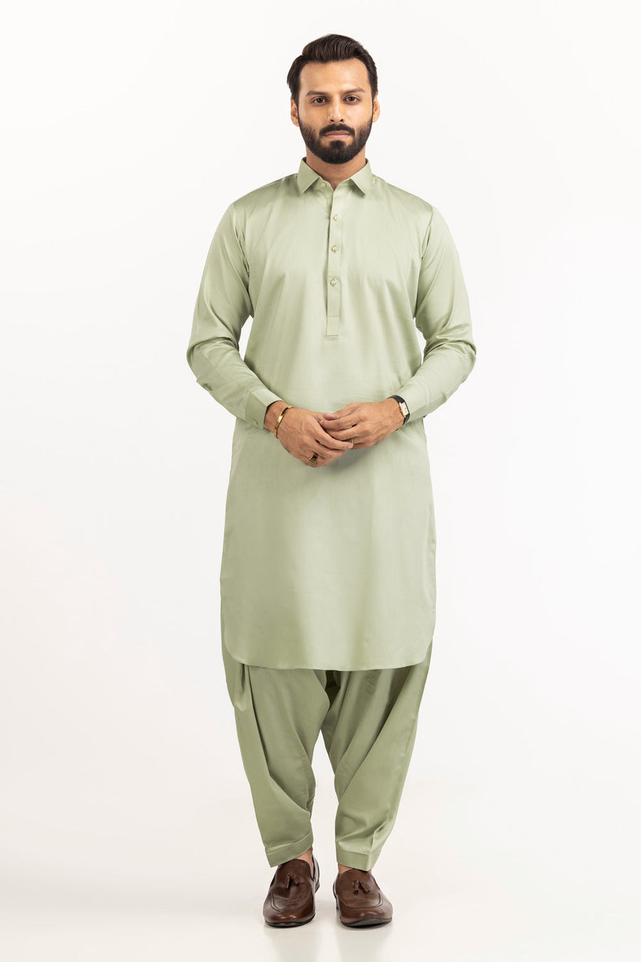 Ivory Cotton 2-Piece Kurta Set | Mandarin Collar
