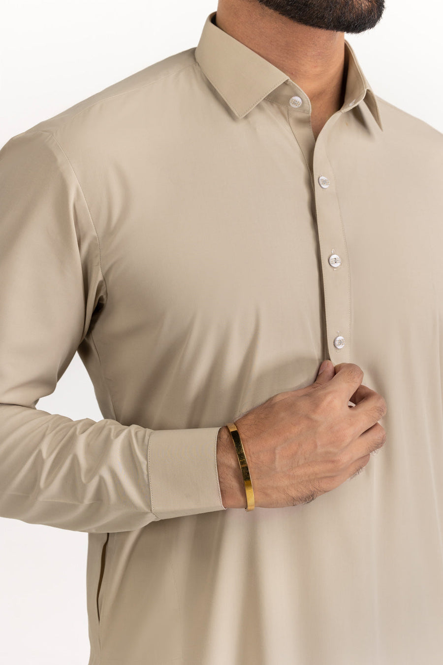 Ivory Cotton 2-Piece Kurta Set | Mandarin Collar