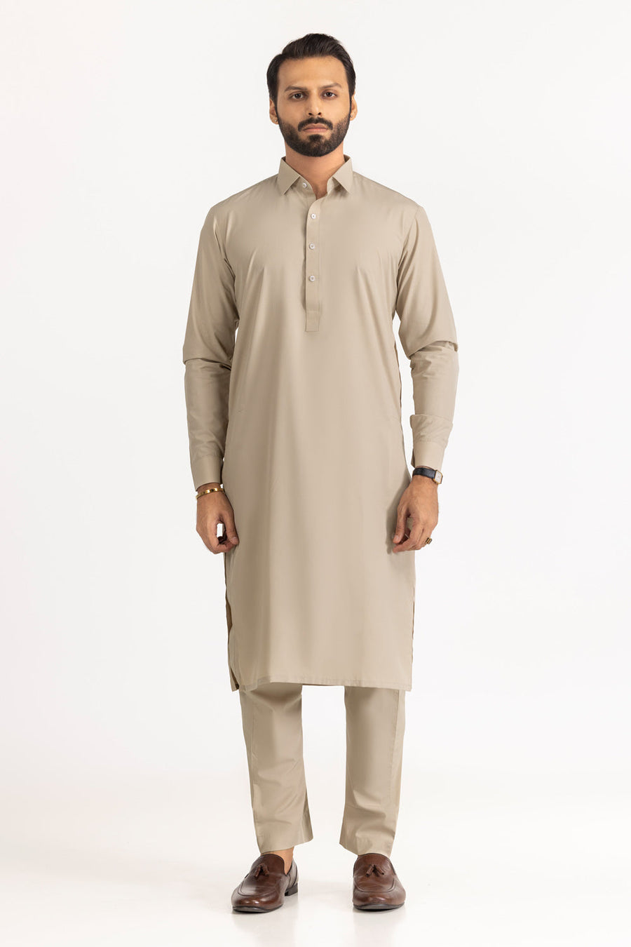 Ivory Cotton 2-Piece Kurta Set | Mandarin Collar