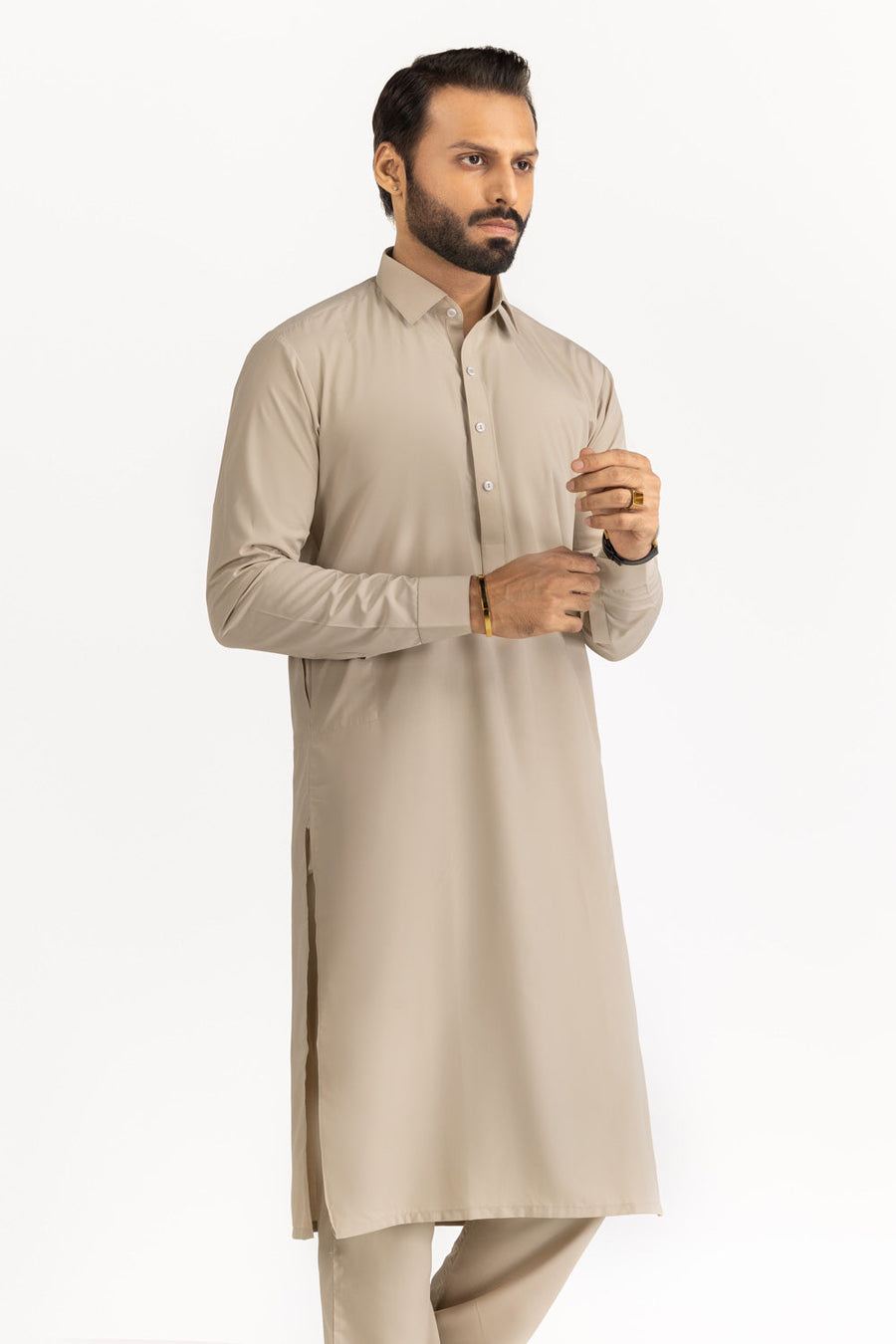 Ivory Cotton 2-Piece Kurta Set | Mandarin Collar