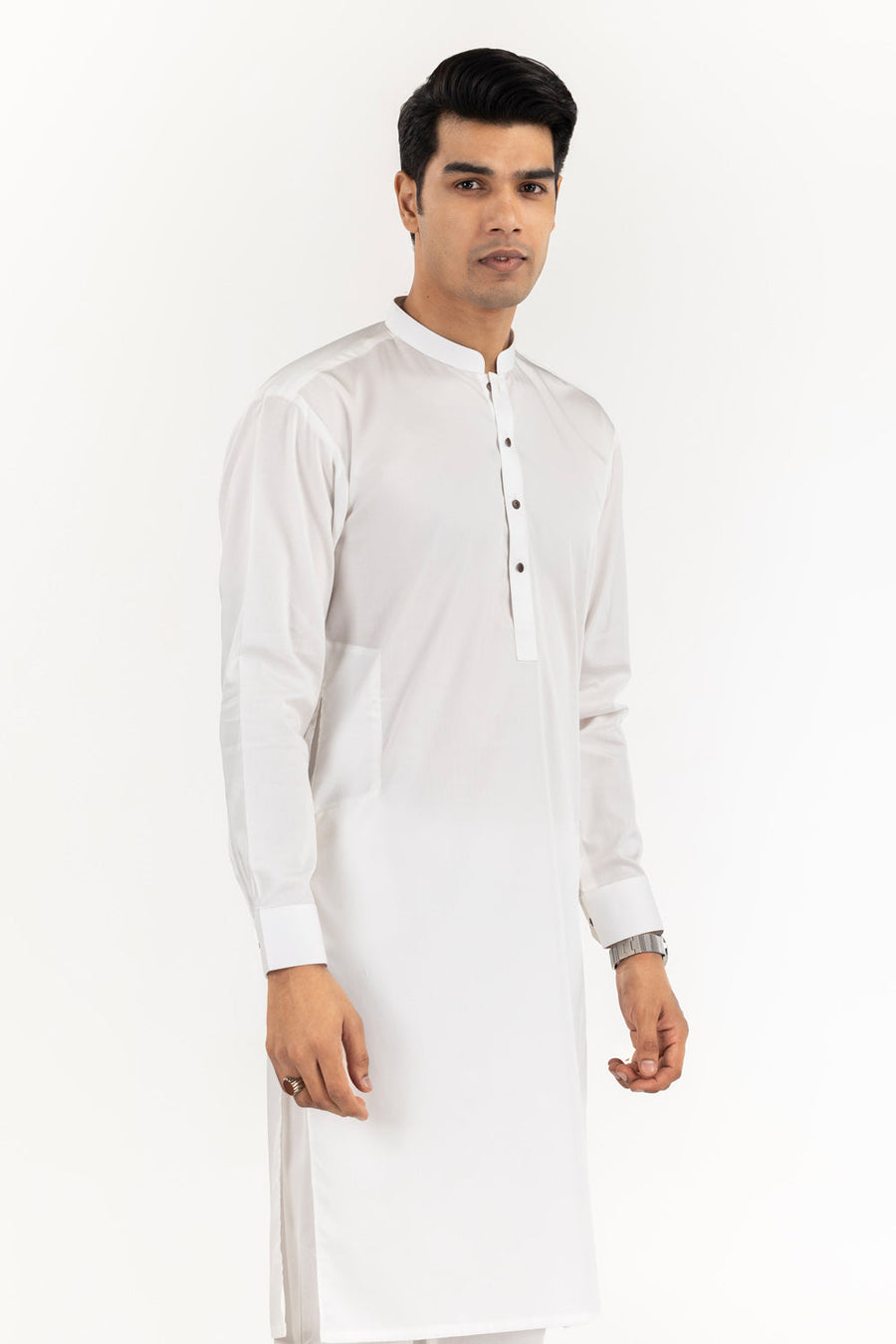 Ivory Cotton 2-Piece Kurta Set | Mandarin Collar