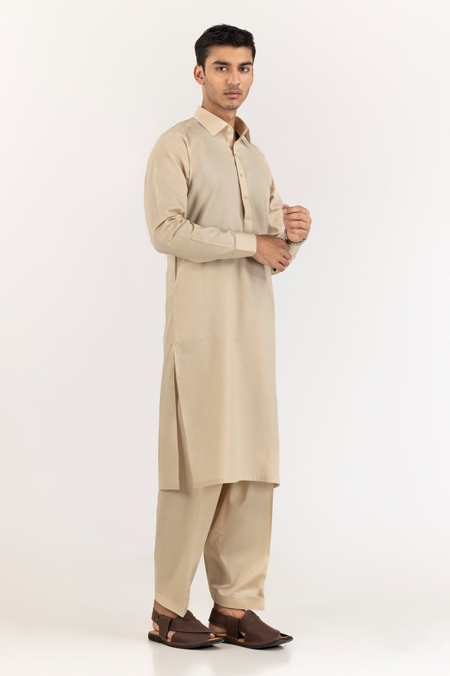 Ivory Cotton 2-Piece Kurta Set | Mandarin Collar