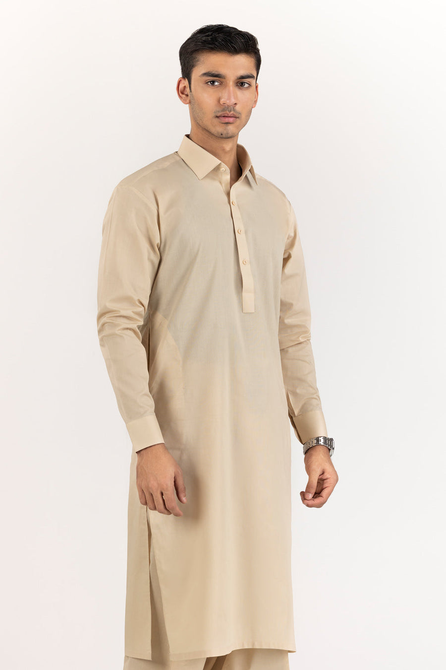 Ivory Cotton 2-Piece Kurta Set | Mandarin Collar