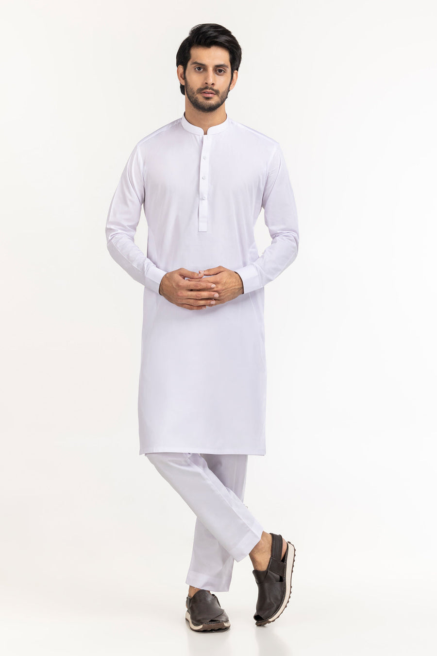 Ivory Cotton 2-Piece Kurta Set | Mandarin Collar