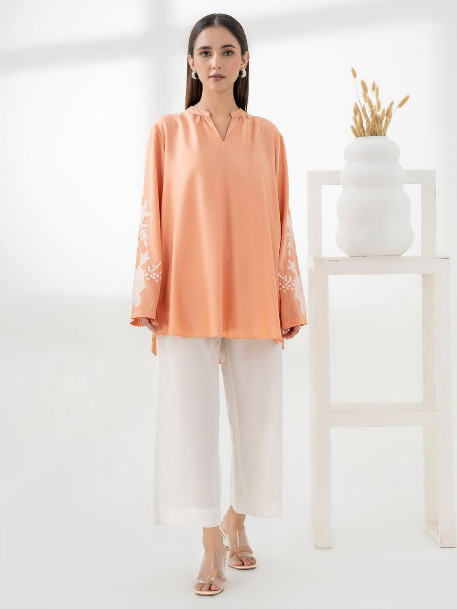 Silk Embroidered Top - Pehnaawaa