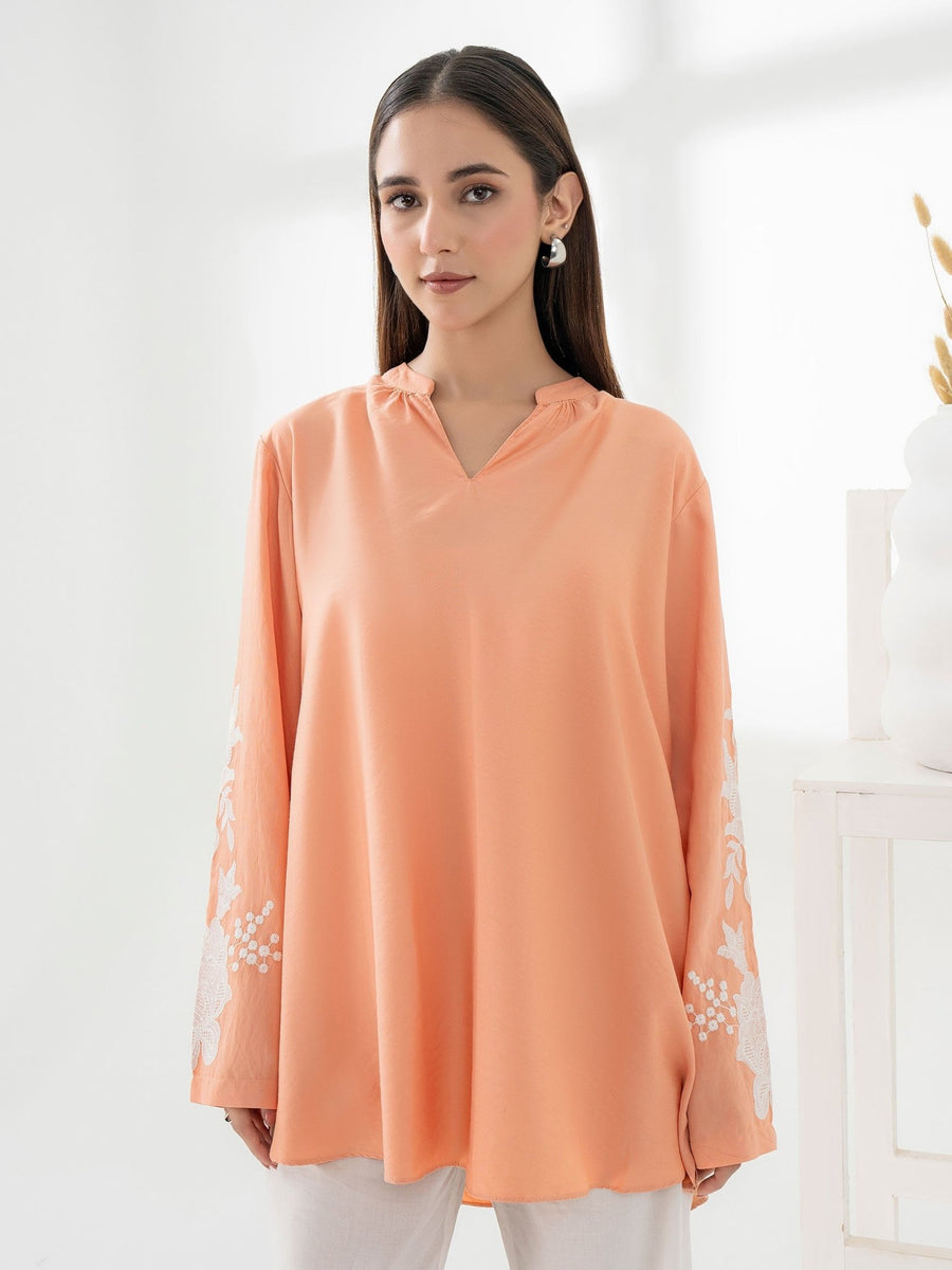Silk Embroidered Top - Pehnaawaa