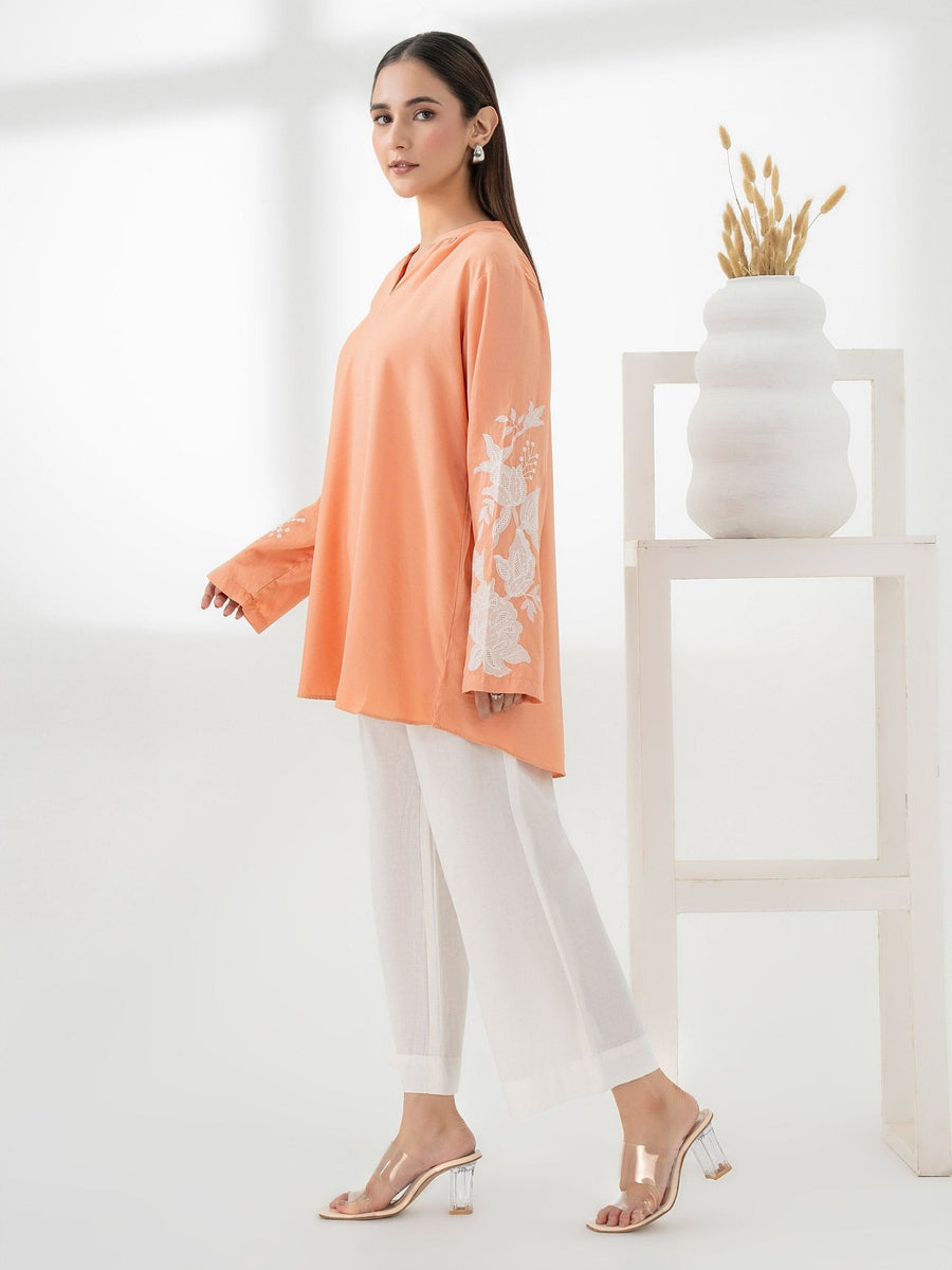 Silk Embroidered Top - Pehnaawaa