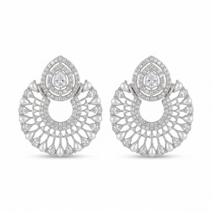 Silver Moon Drop Stud Earrings - Pehnaawaa