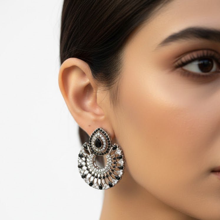 Silver Moon Drop Stud Earrings - Pehnaawaa