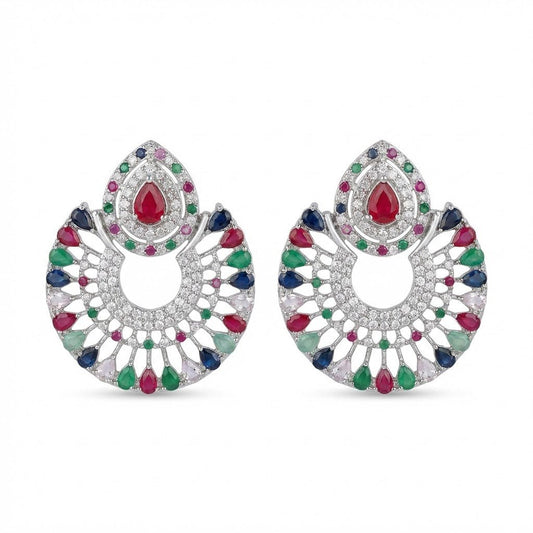 Silver Moon Drop Stud Earrings - Pehnaawaa