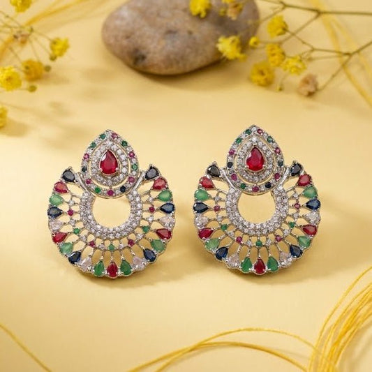 Silver Moon Drop Stud Earrings - Pehnaawaa