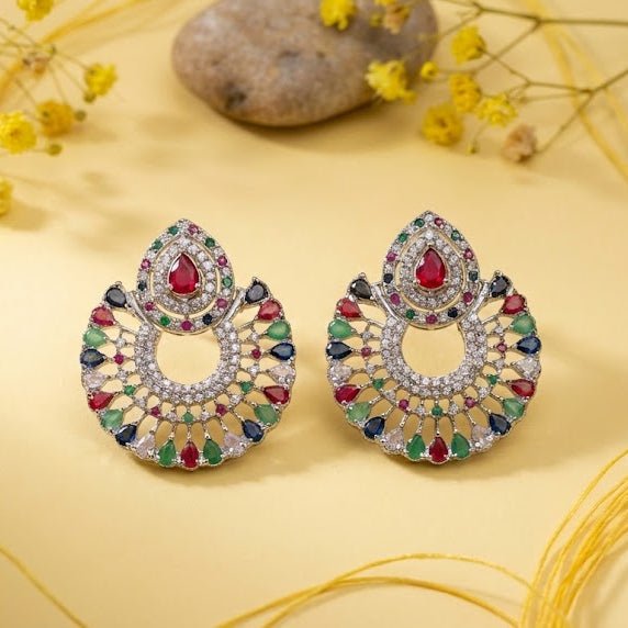 Silver Moon Drop Stud Earrings - Pehnaawaa