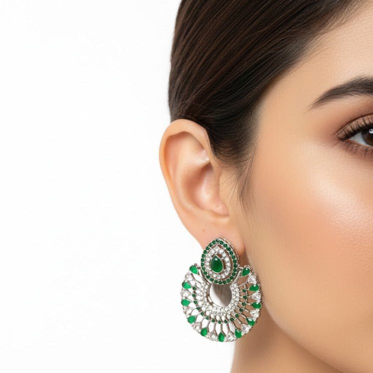 Silver Moon Drop Stud Earrings - Pehnaawaa