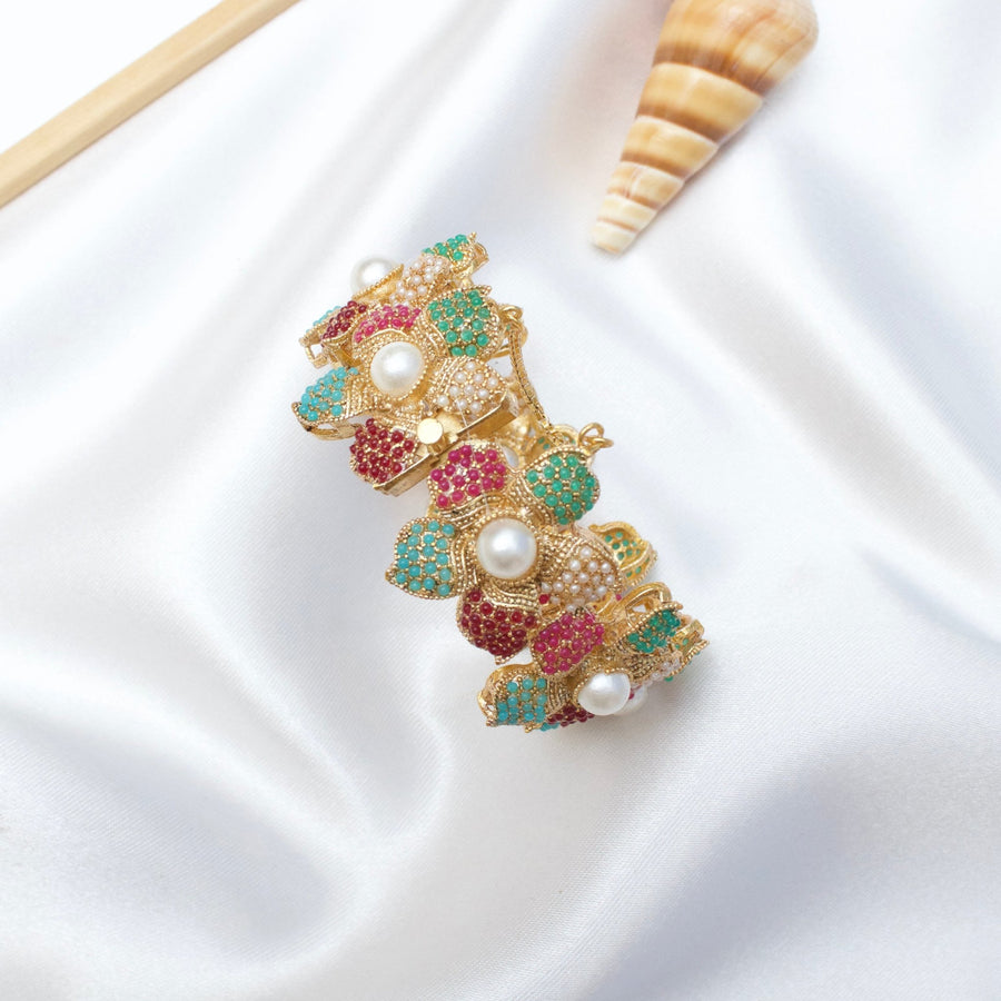 Single Pearl Naurattan Bangle - Pehnaawaa