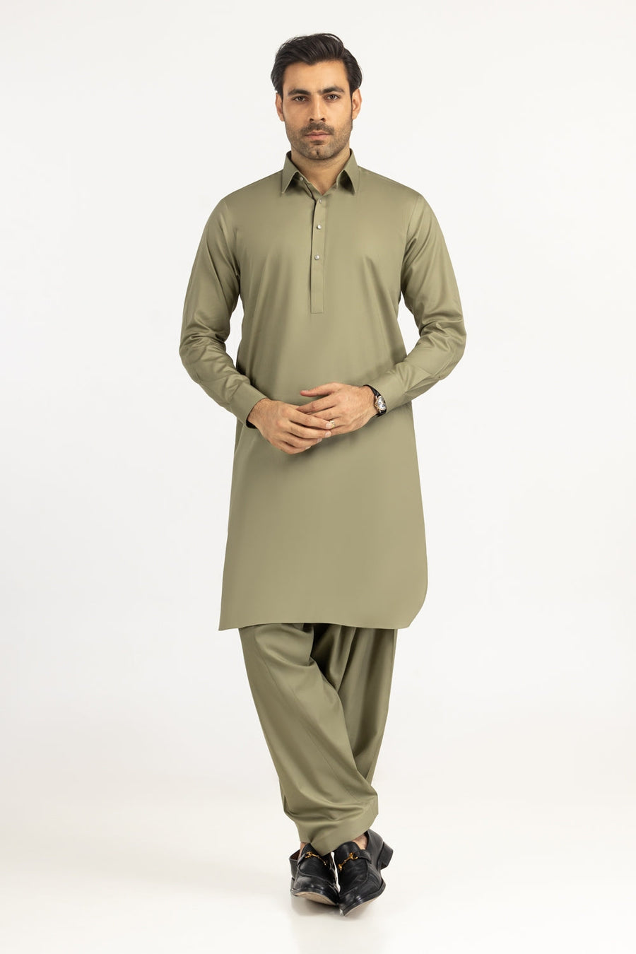 Sage Mulberry Silk 2-Piece Men's Kurta | Relaxed Fit
