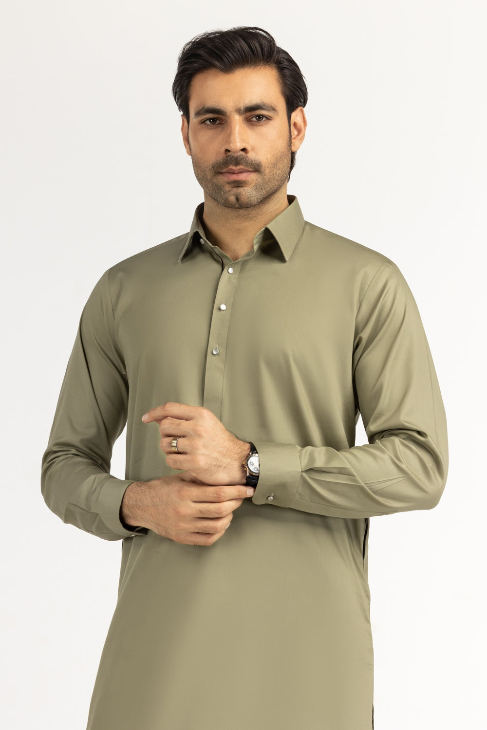 Sage Mulberry Silk 2-Piece Men's Kurta | Relaxed Fit