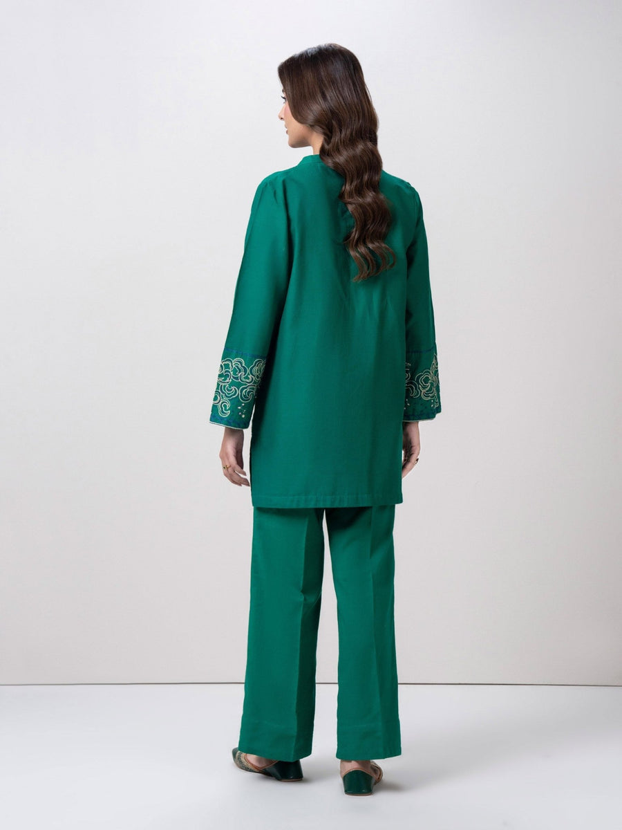 Slub Khaddar Co - ord Set - Embroidered - Pehnaawaa
